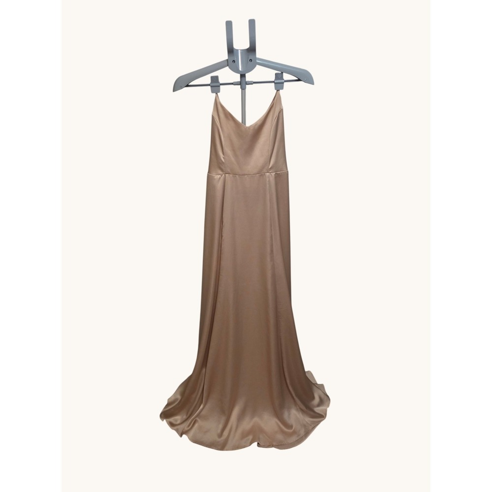 Show Me Your Mumu Godshaw‎ Goddess Gown M Champagne Satin Lace Up Maxi Dress